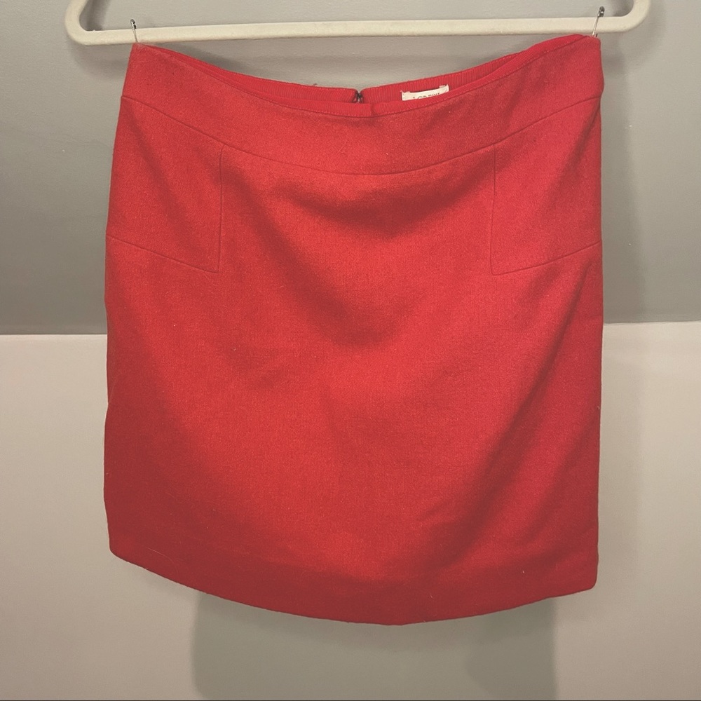 J.Crew Wool Pencil Mini Skirt Bright Orange